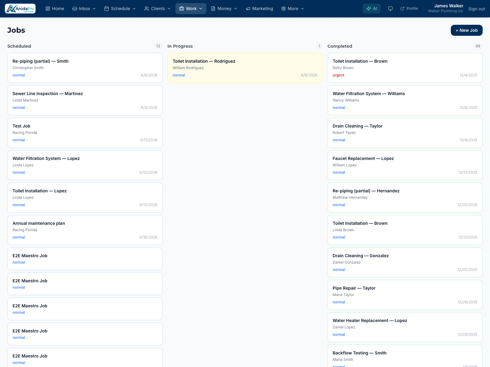 Every job, organized from first call to final invoice